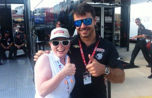 Heather Fink with driver Oriol Servia