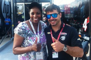 Sheila Lollis with driver Oriol Servia