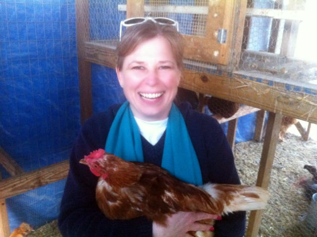 Heather and the chicken