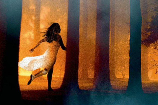 Girl running in forest