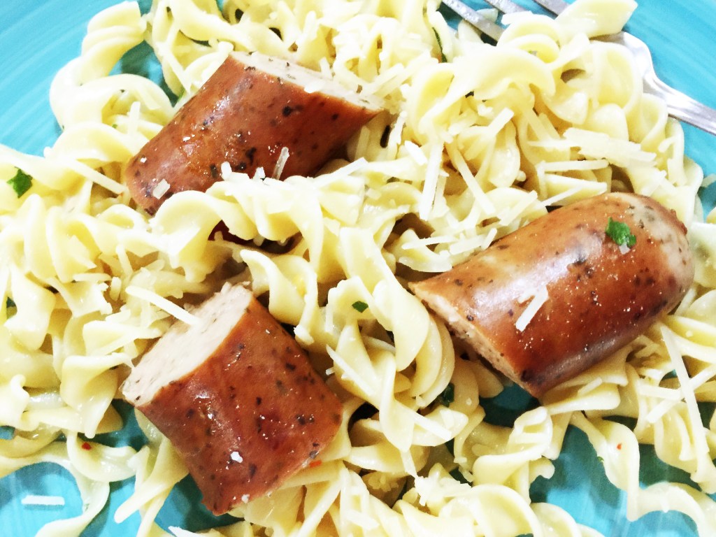 Smoked Sausage with Herb Egg Noodles