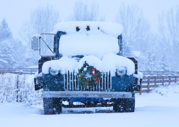 Old Truck with Christmas Wreath