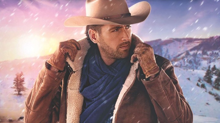 Cowboy pulls up collar