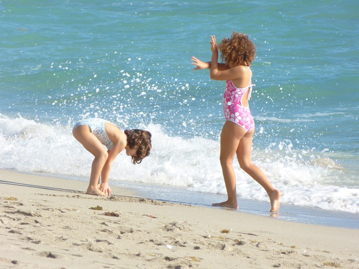 Girls at play on beach