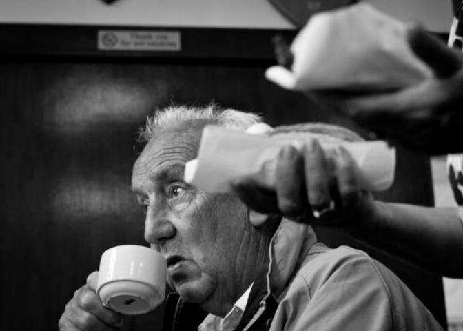 Man drinking coffee