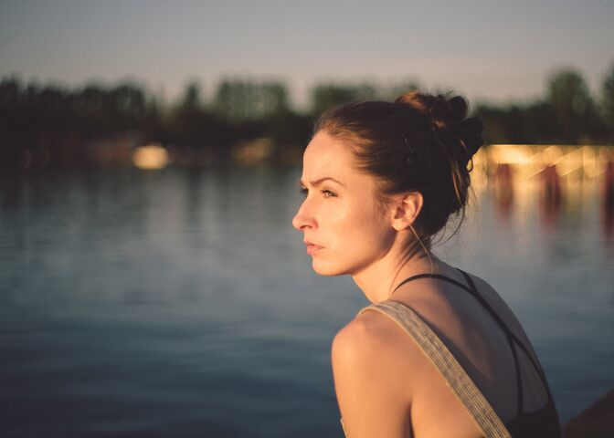 Woman looking at water