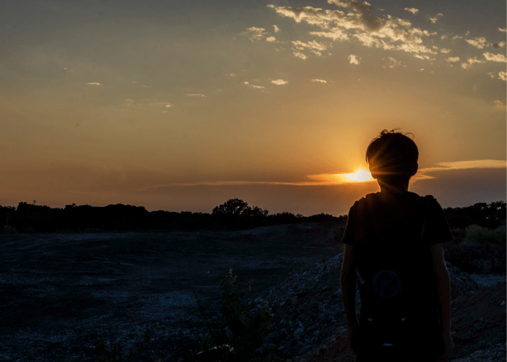 Boy at sunset