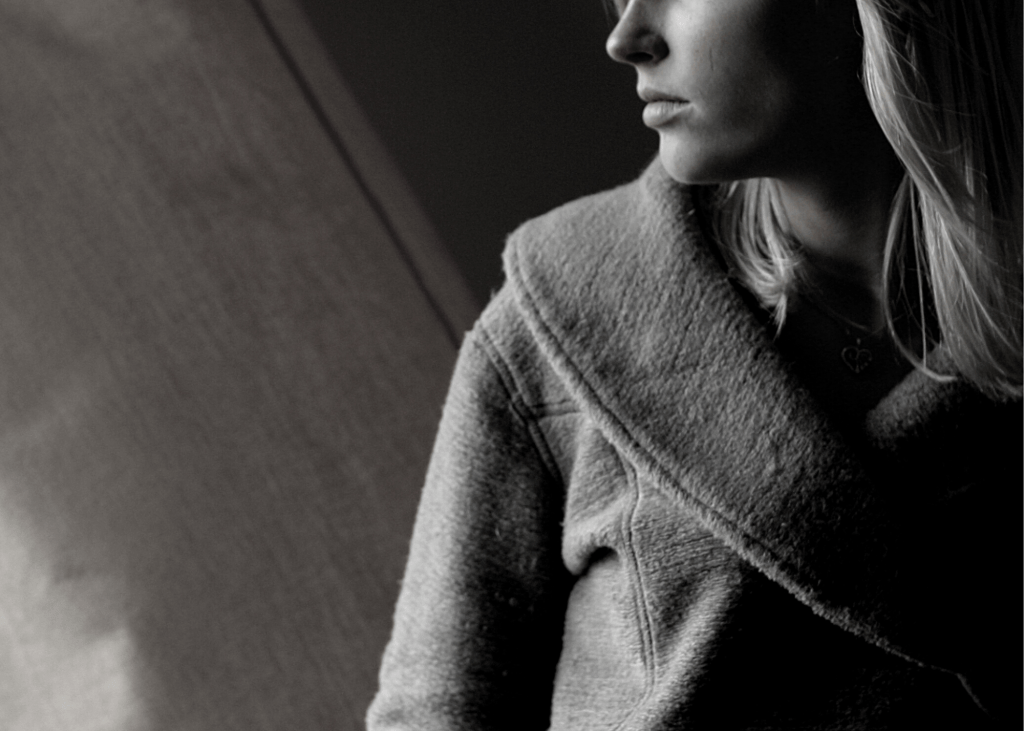 Woman wearing gray top