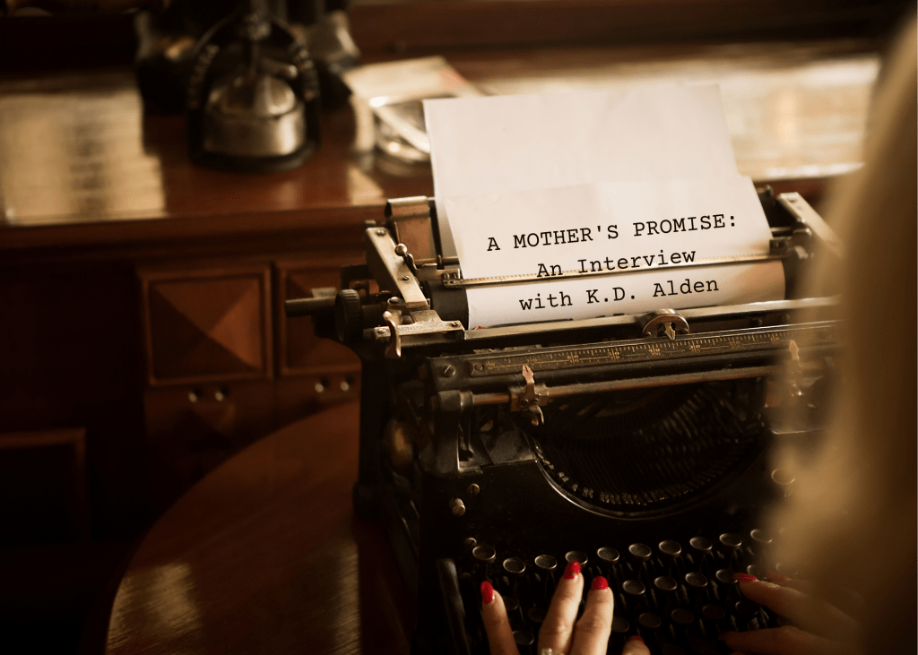Woman typing on old typewriter