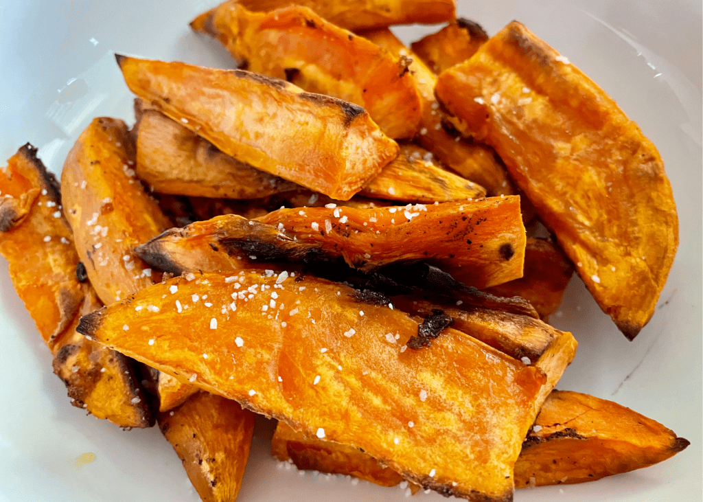 Roasted sweet potato wedges