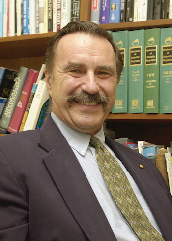 James Trefil in his office in 2001.